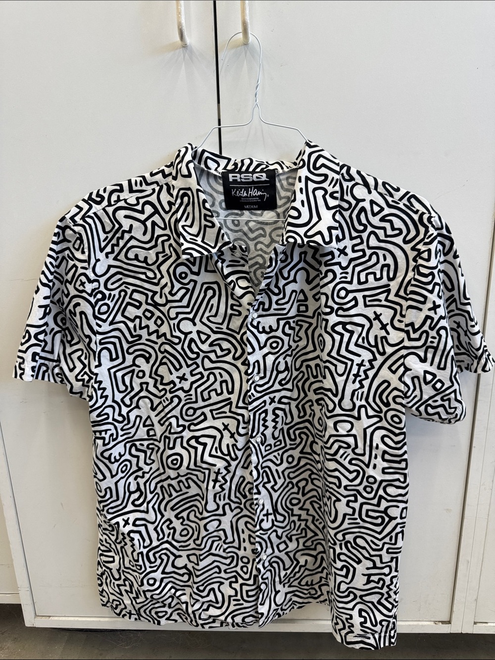 RSQ Keith Haring Art Design Casual Shirt.